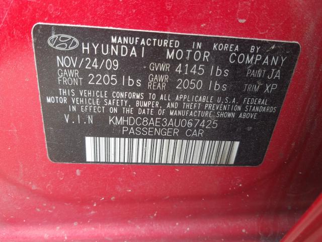 2010 HYUNDAI ELANTRA TO KMHDC8AE3AU067425