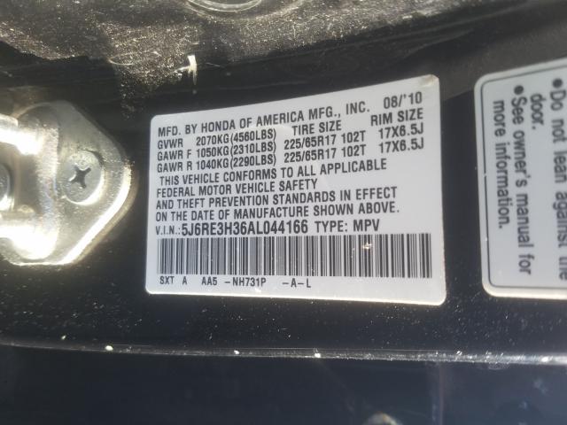 2010 HONDA CR-V LX 5J6RE3H36AL044166