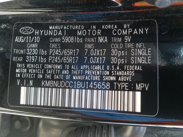 2011 HYUNDAI VERACRUZ G KM8NUDCC1BU145658