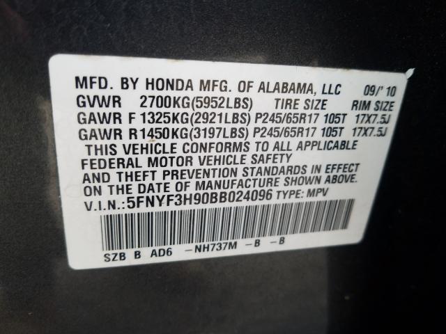 2011 HONDA PILOT TOUR 5FNYF3H90BB024096