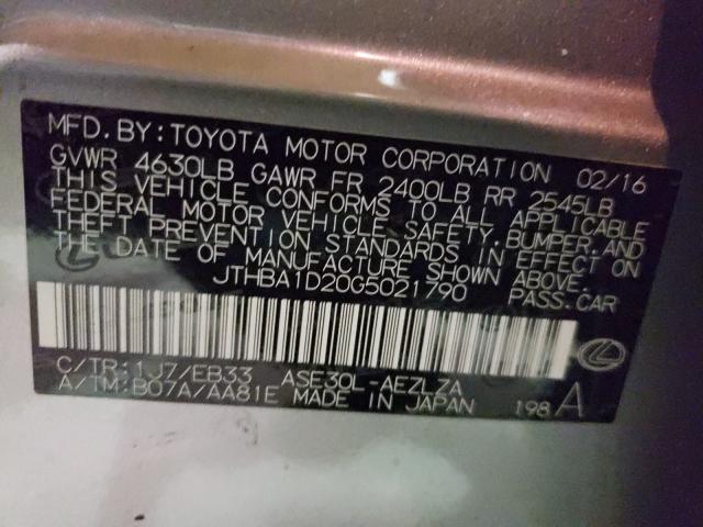2016 LEXUS IS 200T JTHBA1D20G5021790