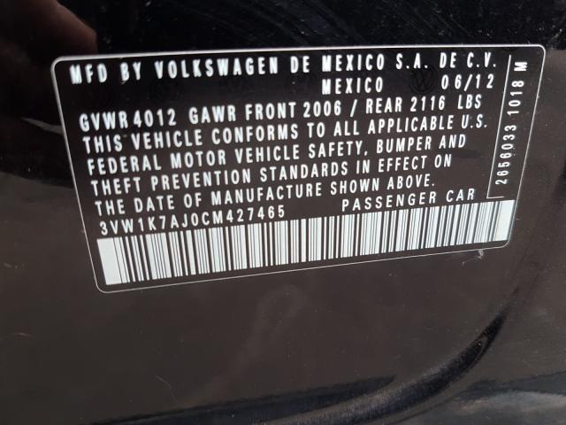 2012 VOLKSWAGEN JETTA BASE 3VW1K7AJ0CM427465