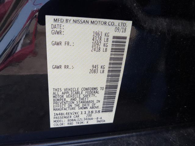 2019 NISSAN ALTIMA SL 1N4BL4EV2KC113838