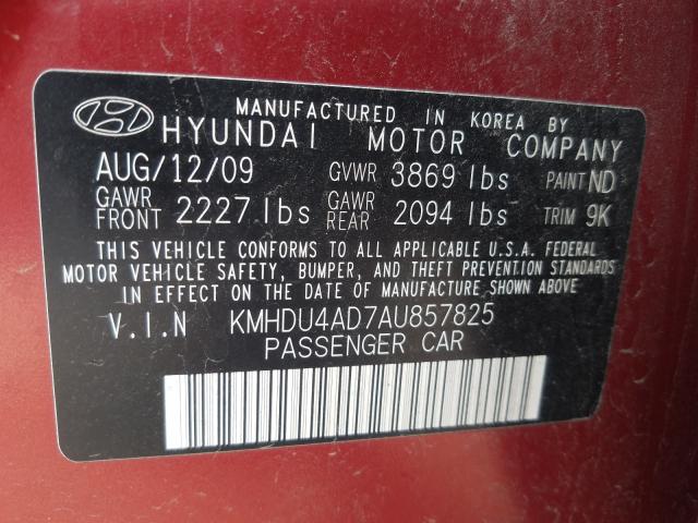 2010 HYUNDAI ELANTRA BL KMHDU4AD7AU857825