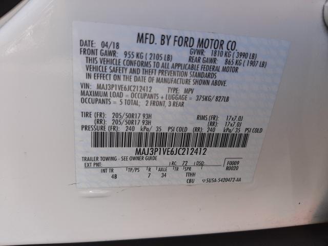 2018 FORD ECOSPORT T MAJ3P1VE6JC212412