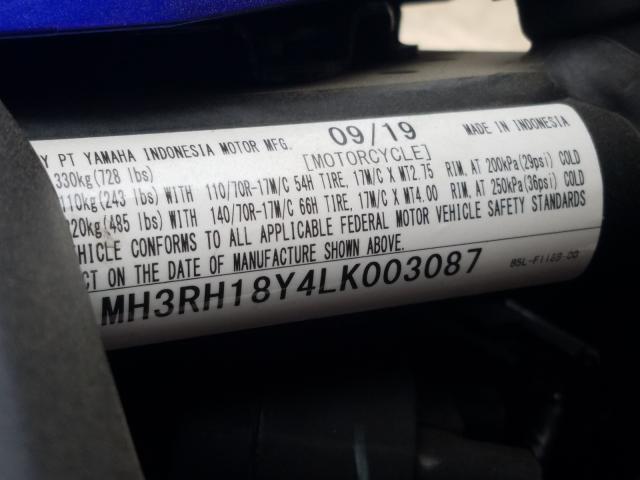 2020 YAMAHA YZFR3 A MH3RH18Y4LK003087