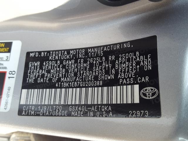 2016 TOYOTA AVALON XLE 4T1BK1EB7GU200388