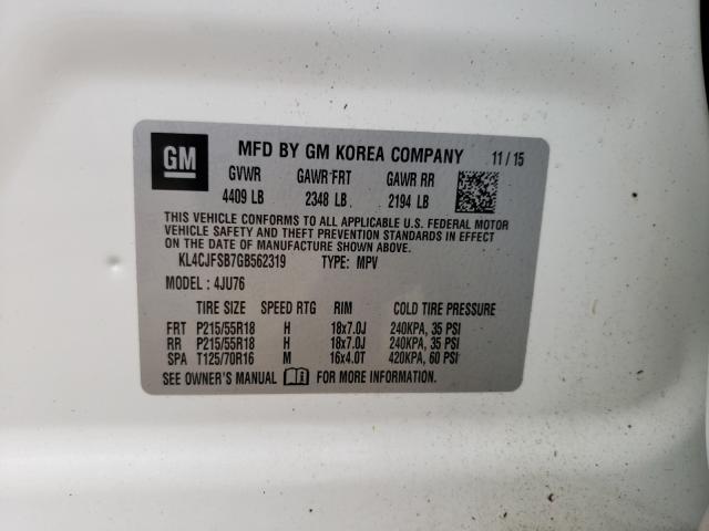 2016 BUICK ENCORE CON KL4CJFSB7GB562319