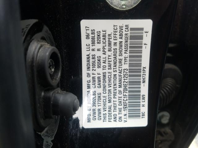 2017 HONDA CIVIC EXL 19XFC1F70HE212573