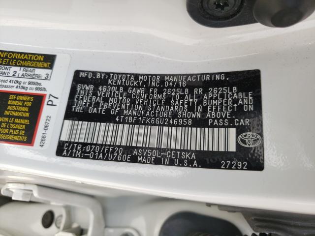 2016 TOYOTA CAMRY LE 4T1BF1FK6GU246958