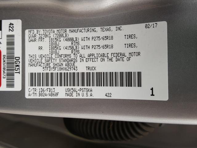 2017 TOYOTA TUNDRA CRE 5TFDY5F18HX629743