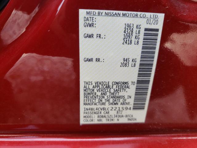 2020 NISSAN ALTIMA SR 1N4BL4CV8LC221594