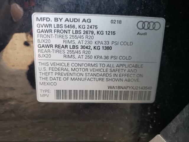 2018 AUDI Q5 PREMIUM WA1BNAFYXJ2143549