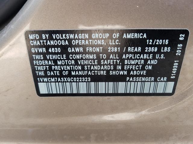 2016 VOLKSWAGEN PASSAT SEL 1VWCM7A3XGC022323