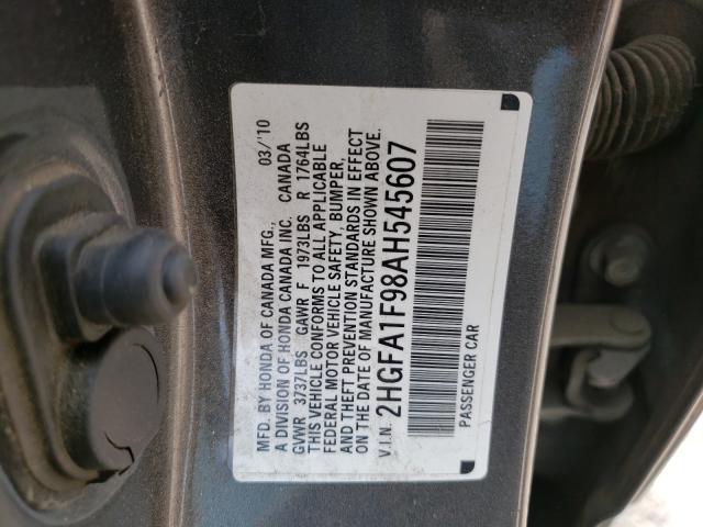 2010 HONDA CIVIC EXL 2HGFA1F98AH545607