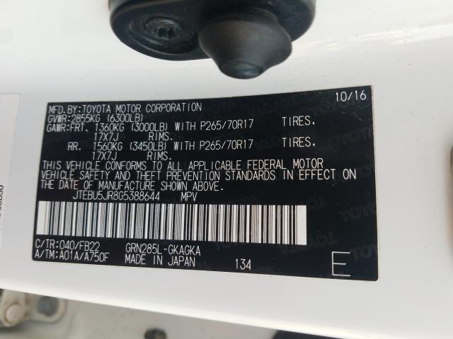 2016 TOYOTA 4RUNNER SR JTEBU5JR8G5388644