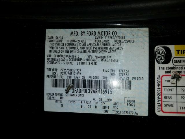 2010 FORD FUSION HYB 3FADP0L39AR416915