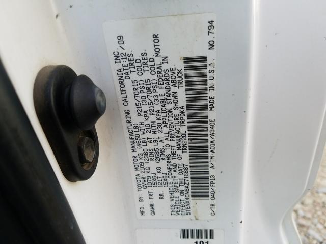2010 TOYOTA TACOMA 5TENX4CN8AZ716887