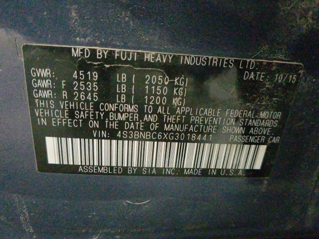 2016 SUBARU LEGACY 2.5 4S3BNBC6XG3018441