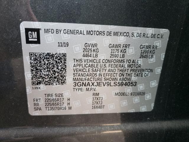 2020 CHEVROLET EQUINOX LT 3GNAXJEV9LS594053