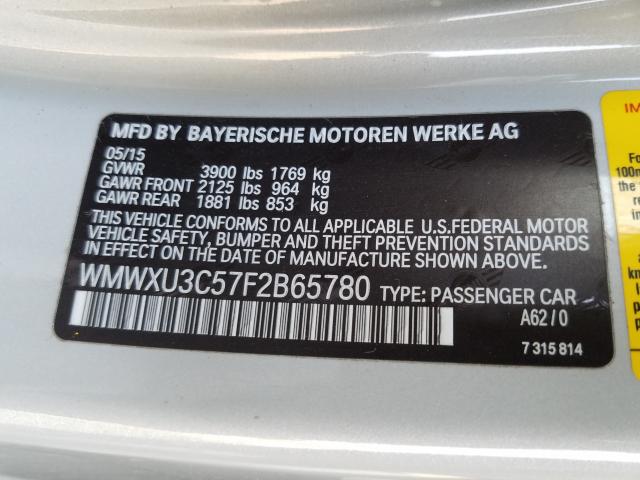 2015 MINI COOPER S WMWXU3C57F2B65780