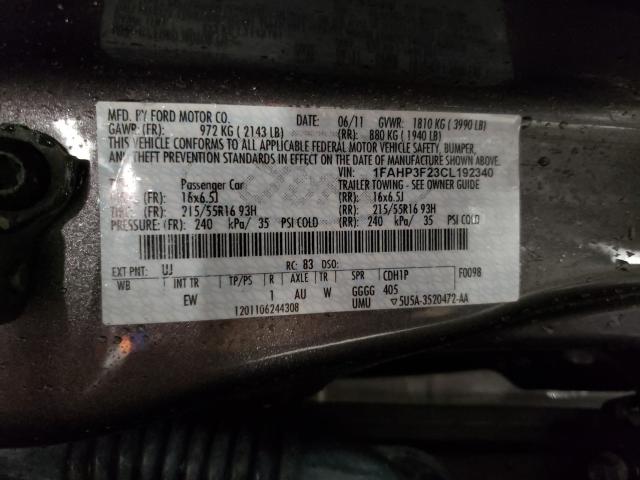 2012 FORD FOCUS SE 1FAHP3F23CL192340