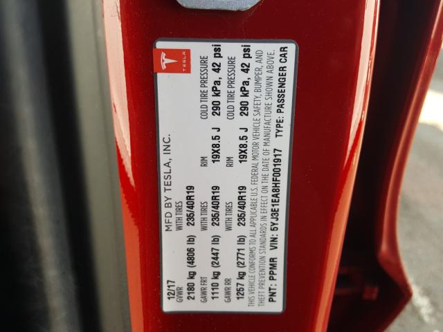 2017 TESLA MODEL 3 5YJ3E1EA8HF001917