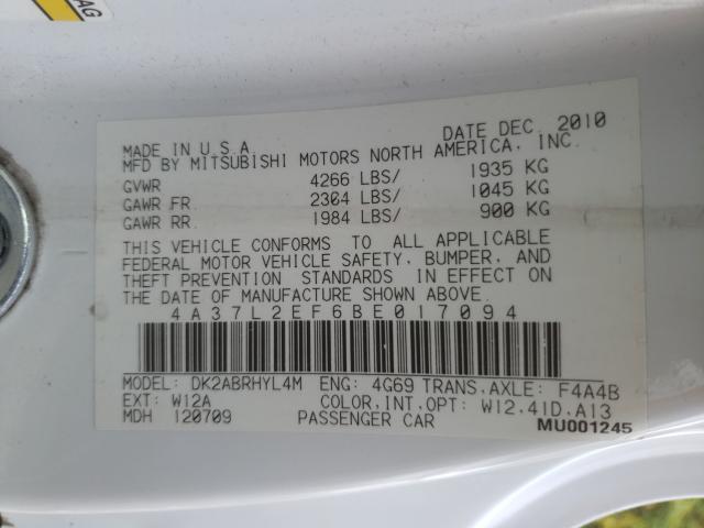 2011 MITSUBISHI ECLIPSE SP 4A37L2EF6BE017094