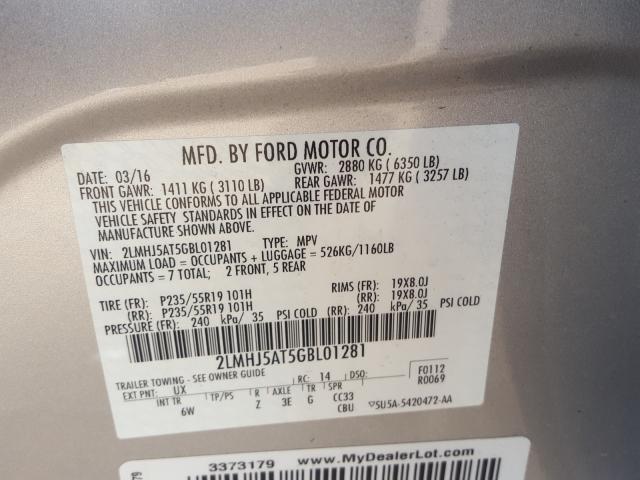 2016 LINCOLN MKT 2LMHJ5AT5GBL01281