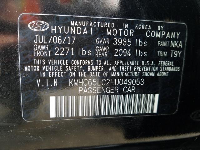 2017 HYUNDAI IONIQ BLUE KMHC65LC2HU049053