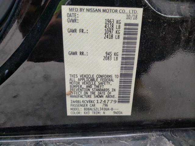 2019 NISSAN ALTIMA SR 1N4BL4CV8KC124779