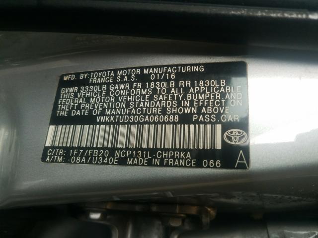 2016 TOYOTA YARIS L VNKKTUD30GA060688