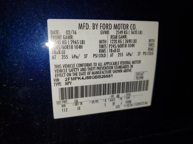 2016 FORD EDGE SEL 2FMPK4J88GBB26681
