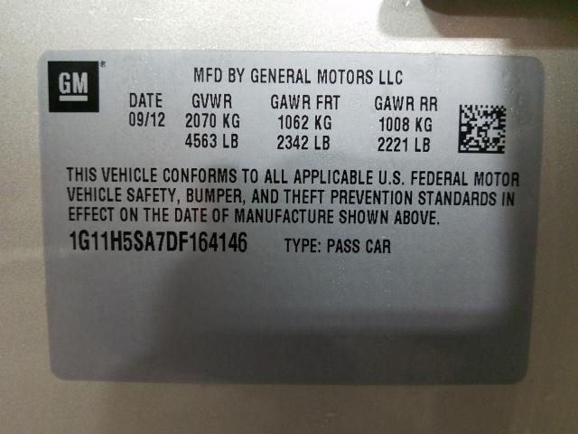 2013 CHEVROLET MALIBU LTZ 1G11H5SA7DF164146