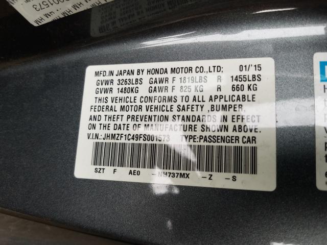 2015 HONDA CR-Z JHMZF1C49FS001573