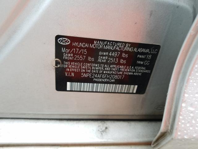 2015 HYUNDAI SONATA SE 5NPE24AF6FH208017