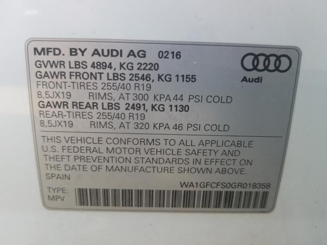2016 AUDI Q3 PRESTIG WA1GFCFS0GR018358