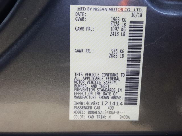 2019 NISSAN ALTIMA SR 1N4BL4CV8KC121414