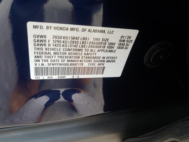 2020 HONDA PILOT EXL 5FNYF6H50LB042176