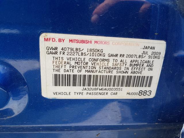 2010 MITSUBISHI LANCER GTS JA32U8FW6AU003551