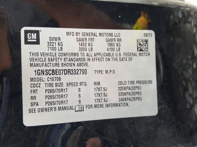 2013 CHEVROLET TAHOE C150 1GNSCBE07DR332790