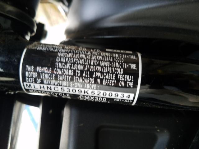 2019 HONDA CMX300 MLHNC5309K5200934