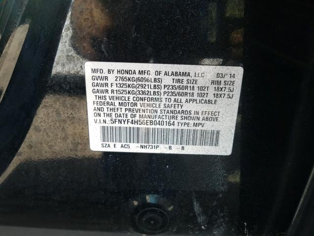 2014 HONDA PILOT EXL 5FNYF4H56EB040164