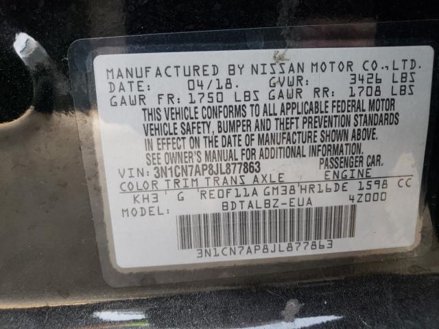 2018 NISSAN VERSA S 3N1CN7AP8JL877863