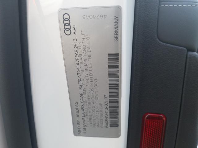 2020 AUDI A4 PREMIUM WAUENAF41LN005137