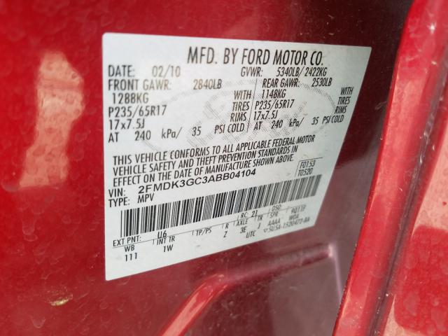 2010 FORD EDGE SE 2FMDK3GC3ABB04104