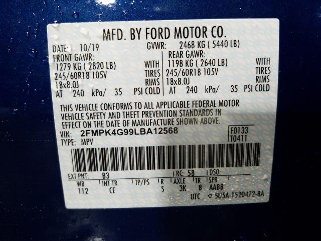2020 FORD EDGE SE 2FMPK4G99LBA12568