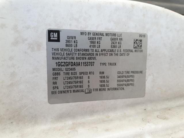 2010 CHEVROLET EXPRESS G2 1GCZGFDA9A1153707