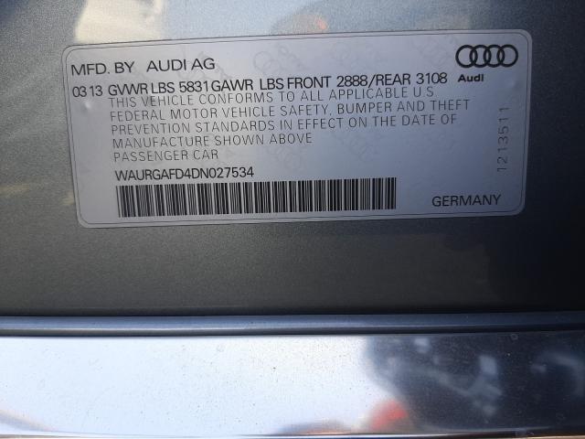 2013 AUDI A8 QUATTRO WAURGAFD4DN027534
