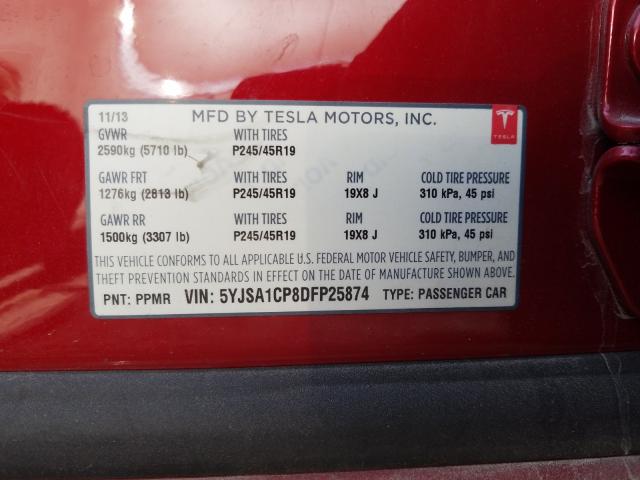 2013 TESLA MODEL S 5YJSA1CP8DFP25874
